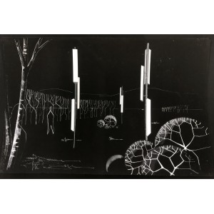 Nicolas Schöffer / dessin original / projet lampadaires pour Philips