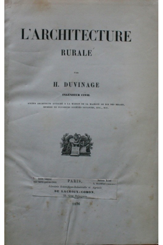 L'Architecture rurale par H. Duvinage. 1856