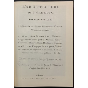 Claude Nicolas Ledoux / L'architecture considérée sous le rapport de l'art... 