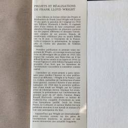 Projets et réalisations de Frank Lloyd Wright.