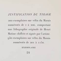 Henri Matisse / lithographie originale 1946 / signature au crayon.............................