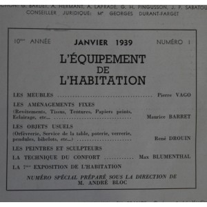 L'Architecture d'Aujourd'hui n° 1 de janvier 1939