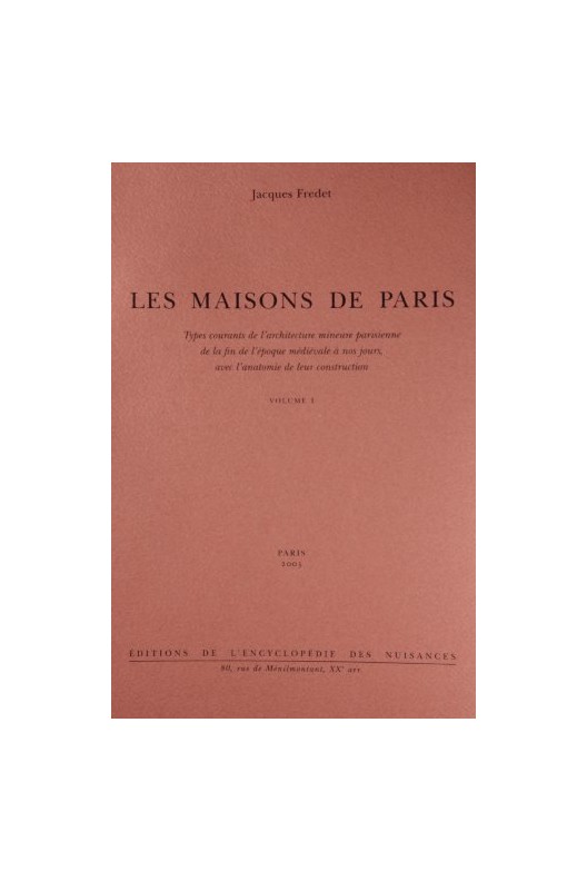 LES MAISONS DE PARIS. Jacques Fredet